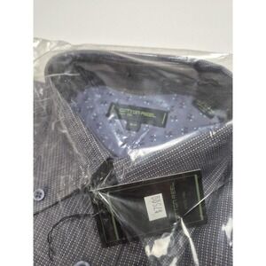 Cotton Reel Dress Shirt Mens S Blue Check 2Ply 100s Cotton Woven Long Sleeve